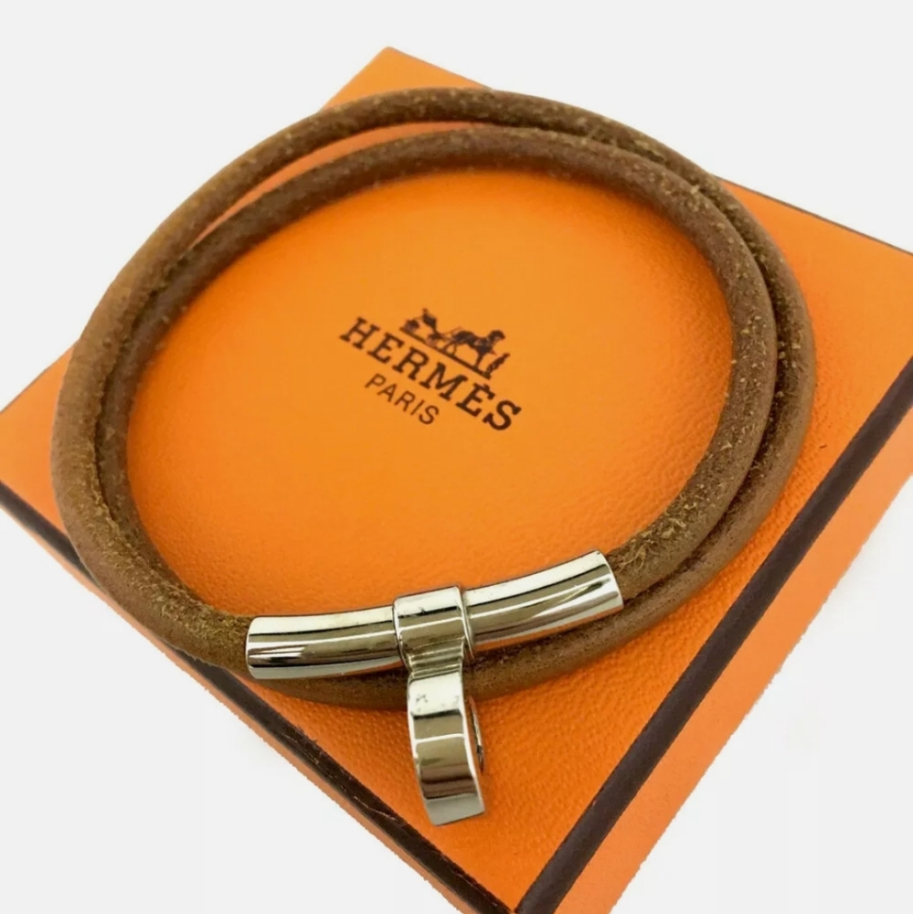 HERMES KITE LEATHER BRACELET CHOKER NECKLACE A2363